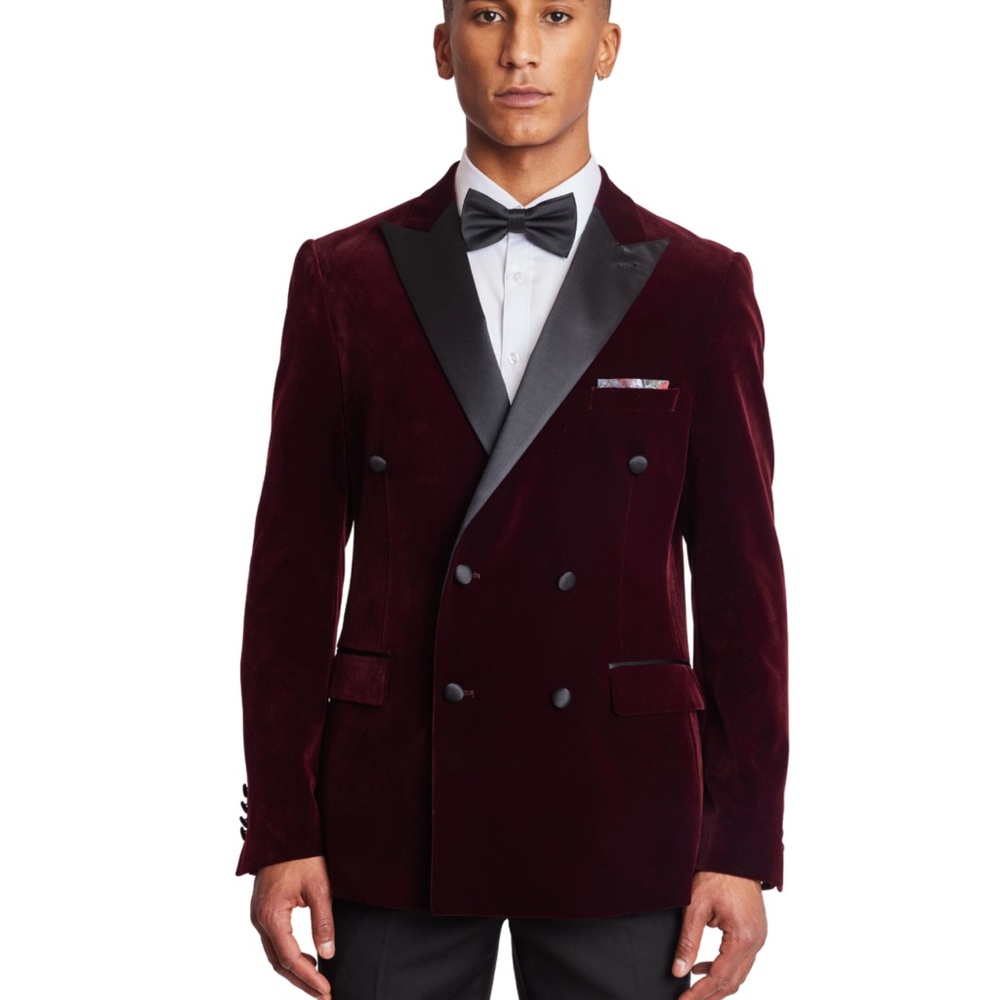 Men's Burgundy Velvet Blazer / pants